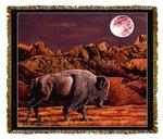 Native American Buffalo Moon Rising Tapestry Throw