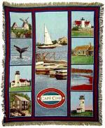 Lighthouses of Cape Cod, MA Tapestry Throw