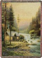  SALE 1 IN STOCK Evening in the Forest with Verse Tapestry Throw