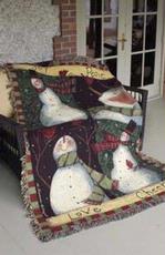 NEW Primitive Snowmen Tapestry Throw