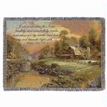 The Sunset at Riverbend Farm with Verse Tapestry Throw