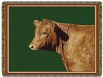 Red Angus Green Background Tapestry Throw