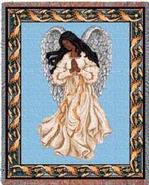 African American Guardian Angel Tapestry Throw