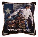 Cowboy By Choice Branded For Life Tapestry Pillow Texas Flag