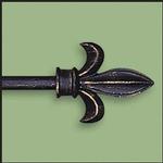 A Fleur-de-Lis Antique Black Curtain, Drapery or Wall Hanging Rod