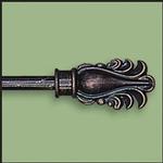 A Fancy Feather Antique Black Curtain, Drapery or Wall Hanging Rod 