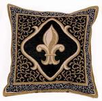 Fleur De Lis - Black Tapestry Pillow