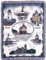 Straits of Mackinac Lighthouses Tapestry Throw