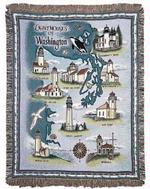 Lighthouses of Washington Tapestry Throw