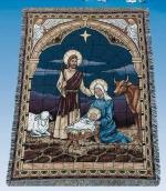 Stained Glass Nativity Tapestry Throw