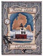 Round Island, MI Lighthouse Tapestry Throw