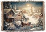 One Horse Open Sleigh Tapestry Throw