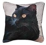  Whiskers Black Cat Portrait, CLIMAWEAVE Pillows