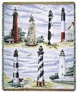 Carolina Gold Lighthouses Tapestry Throw