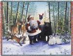 Santa In The Forest Tapestry Throw