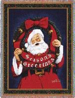  SALE Seasons Greetings Santa Tapestry Throw 