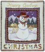 A Happy Cowboy Christmas Tapestry Throw
