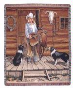 Working Cowgirl Tapestry Throw