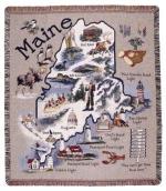 Retro Maine State Tapestry Throw