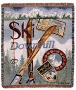 Vintage Snow Skiing Tapestry Throw