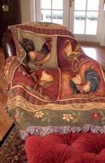Mediterranean Rooster Tapestry Throw