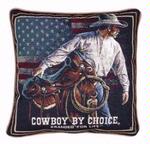 Cowboy By Choice Branded For Life Tapestry Pillow American Flag