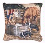 NEW Working Cowgirl Tapestry Pillow