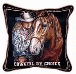 Cowgirl by Choice Gotta Ride Tapestry Pillow