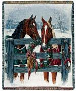 Horse's Holiday Tapestry Throw