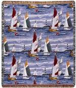 Fair Weather Sailing Tapestry Throw