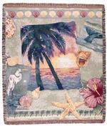 Palm Tree Collage Tapestry Throw
