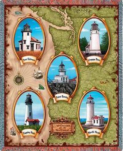 70x53 Great Lakes LIGHTHOUSE Tapestry Afghan Throw Blanket 