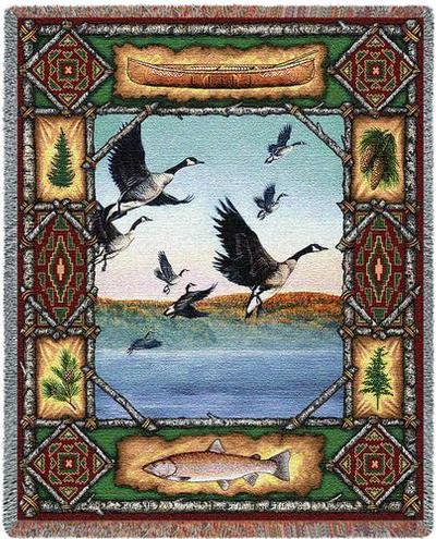 Loons Woven Art Tapestry Throw 814-T Made in USA 