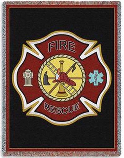 FIRE RESCUE FIREFIGHTER SHIELD FIREMAN PRAYER TAPESTRY THROW BLANKET 48x69 