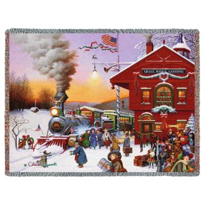 Jeté De Lit / Tapisserie Pure Country - Père Noël Et Rennes - 183x137 Cm - 100% Coton - Neuf