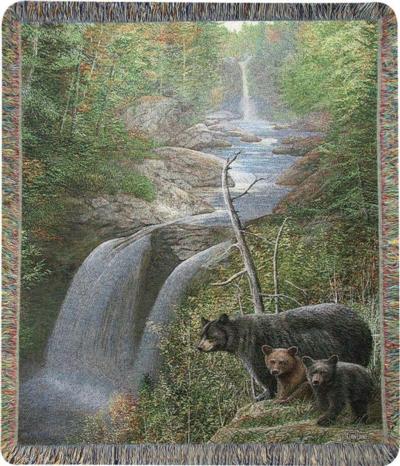 67x53 BEAR Cubs Wildlife Tapestry Afghan Throw Blanket 