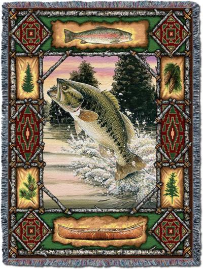 Cindy's Throws carries a variety of Fish and Fishing 100% cotton tapestry  throws afghan blankets made in the USA for your fisherman