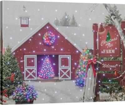 Hanging christmas tree tapestry lighted wall art