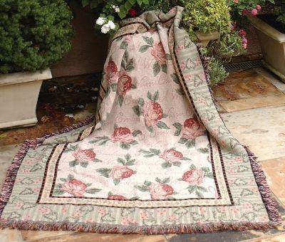 New Pretty Floral Nuthatch Woven Afghan Throw Blanket Bird Watcher Gift Flowers 