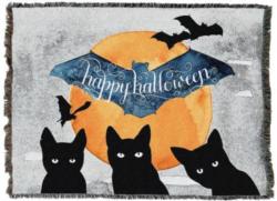 Three Black Cats  Tapestry Throw