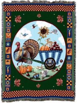 Turkey Thanksgiving Tapestry Throw