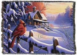 Cardinal In The Snow Tapestry Throw