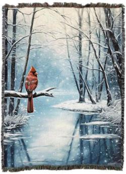 Cardinal Winter 2 Tapestry Throw