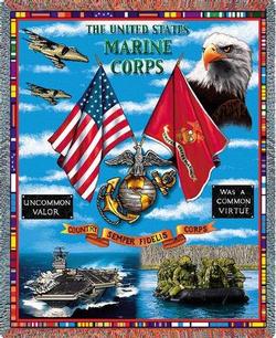 United States Marine Corps Land, Sea & Air Tapestry Throw