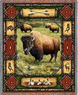 Buffalo Lodge Tapestry Throw