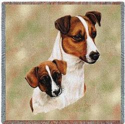 Jack Russell & Pup Lap Square Tapestry Throw