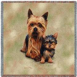 Yorkie & Pup Lap Square Tapestry Throw