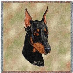 Doberman Lap Square Tapestry Throw