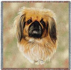 Pekingese Lap Square Tapestry Throw