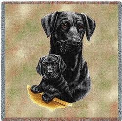 Black Lab Puppy Lap Square Tapestry Throw